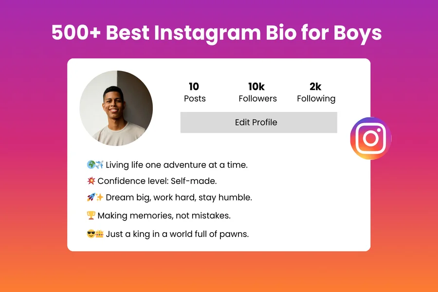 Instagram Bios components in males